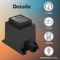 Kerry Electronics KEZ0112 - 12V Trafo, 12VA/12W, AC/AC ket12
