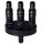 Kerry, 3-Wege-Verteiler, 1/2" + 3/4 Einlass, 3 stufenlos regulierbare Auslässe 1/2" + 3/4, , schwarz, 8,5x9x5 cm (24 Stück/Karton)