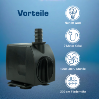 Wasserspielpumpe, Brunnenpumpe, 1200l/h kep1200l