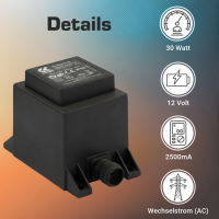 12V Trafo, 30VA/30W, 12V AC/AC kez0115 ket30