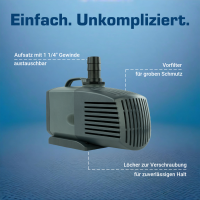 KEQ2000F ECO Teichpumpe, leise, 2000l/h nur 35W, 230V auch für Salzwasser (Gebraucht)