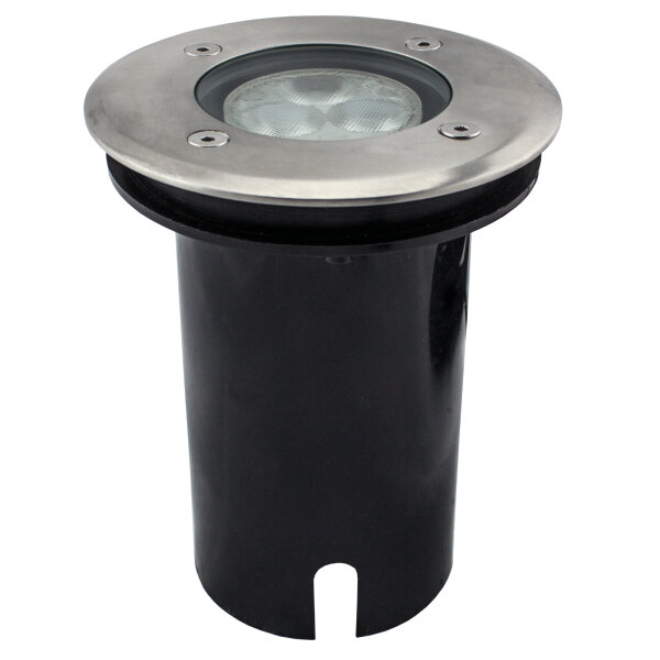 LED-Bodenleuchte Edelstahl, warmweiß – 3 Power-LEDs, 3,5 W