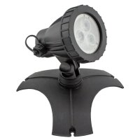 Kerry, Gartenleuchten Basis-Set mit 1 Leuchte à 3 Power LED 8 Farben einstellbar, 5,5 Watt pro Leuchte inkl. Fernbedienung mit RF Farbwechsel, Ständerplatte, Erdspieße, 12V, 5 m Kabelleitung pro Leuchte, , RGB, D=7,5, H=13,5 cm (12 Stück/Karton)